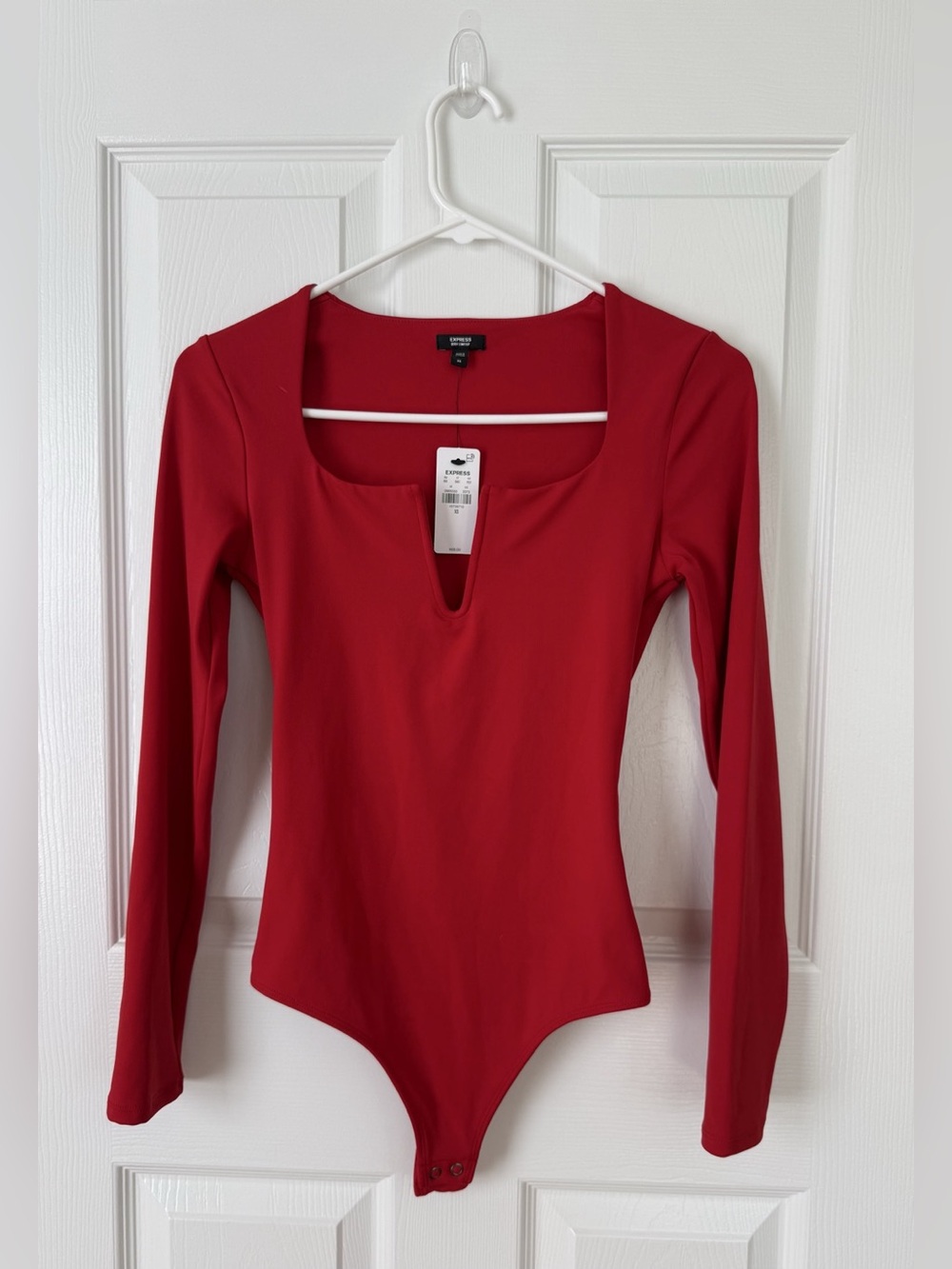 Express Red Long Sleeve Body Contour Bodysuit Size XS